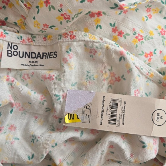 No Boundaries Cropped Tank Top Floral Tie-Front Cottage Coquette Medium (8-10) - Picture 4 of 5
